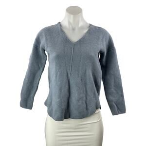 Jigsaw Women's Blue Wool Cashmere Knit Long Sleeve V Neck Sweater Top Size S